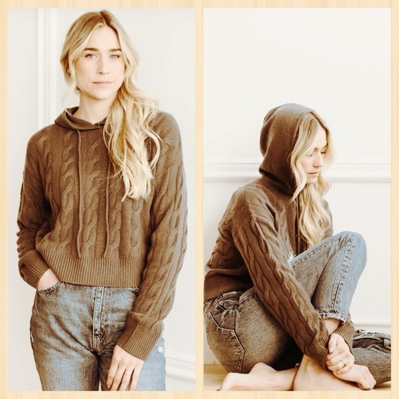 Lord & Taylor W. Cashmere Scout Cashmere Cable Knit Hoodie size M New with tag - Picture 3 of 14